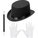 Sada na kouzelníka - cylindr, hůlka a rukavice