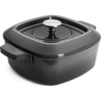 Hrnec Litinový kastrol, hranatý, s poklicí IRON 24 x 24 cm, šedý - WOLL (IRON IND kastrol s poklici 24x24x9,5 cm/4,1l šedý - WOLL)