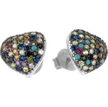 Argento 66641 Stříbrné náušnice - srdíčka, barevné kulaté zirkony