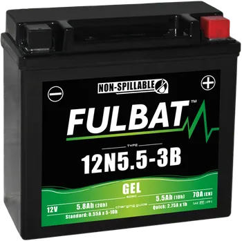 Motobaterie Gelová baterie FULBAT 12N5.5-3B GEL, 12 V 5.8 Ah (20hr) 70 A 5.5 Ah (10hr), rozměry 135x60x130 mm (inovativní gel technologie, z materiálu odolného proti vibracím)
