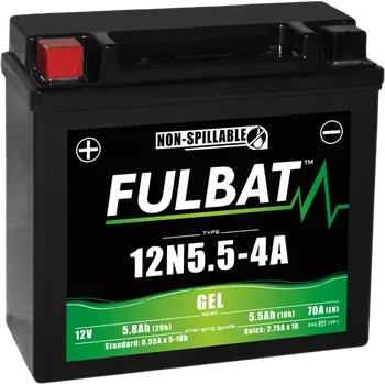 Motobaterie Gelová baterie FULBAT 12N5.5-4A GEL, 12 V 5.8 Ah (20hr) 70 A 5.5 Ah (10hr), rozměry 135x60x130 mm (inovativní gel technologie, z materiálu odolného proti vibracím)