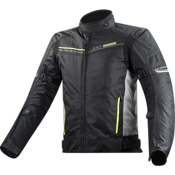 Moto oblečení Bunda na motorku LS2 SHADOW černá TITANIUM fluo žlutá 2XL