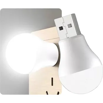 Žárovka LED USB noční světlo 6500K studená bílá (Mini ambientní osvětlení)