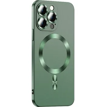 Pouzdro na mobilní telefon Metalický kryt Magsafe se sklem na fotoaparát pro iPhone 15 Pro Max Barva: Zelená