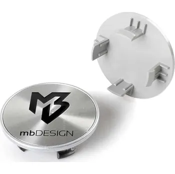 Alu kolo Středová krytka alu kola Ø 48/65 mm, mbDesign, stříbrná nerez, černé logo