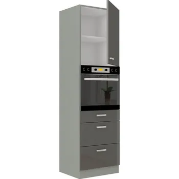 Kuchyňská linka AVERNA, skříňka vysoká na vestavnou troubu 60 DPS-210-3S 1F, korpus: platinově šedá, dvířka: šedý le + vyzvednutí ZDARMA