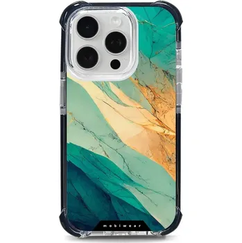 Pouzdro na mobilní telefon Odolný obal Mobiwear MagSafe Elite Bumper - Apple iPhone 15 Pro - D018D Zlatavý a zelenkavý mramor (Odolný kryt, pouzdro, obal Mobiwear Elite Bumper na mobil Apple iPhone 15 Pro - D018D Zlatavý a zelenkavý mramor, materiál Plast + TPU silikon + kov -)