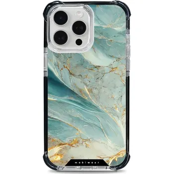 Pouzdro na mobilní telefon Odolný obal Mobiwear MagSafe Elite Bumper - Apple iPhone 15 Pro Max - D016D Zelenkavý a zlatavý mramor (Odolný kryt, pouzdro, obal Mobiwear Elite Bumper na mobil Apple iPhone 15 Pro Max - D016D Zelenkavý a zlatavý mramor, materiál Plast + TPU silikon + ko