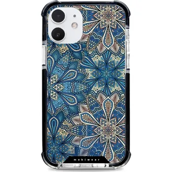 Pouzdro na mobilní telefon Odolný obal Mobiwear MagSafe Elite Bumper - Apple iPhone 12 - D015D Modré mandala květy (Odolný kryt, pouzdro, obal Mobiwear Elite Bumper na mobil Apple iPhone 12 - D015D Modré mandala květy, materiál Plast + TPU silikon + kov - zesílená ochrana telefonu,