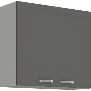 Kuchyňská linka AVERNA, skříňka horní 80 G-72 2F, korpus: platinově šedá, dvířka: šedý lesk + vyzvednutí ZDARMA