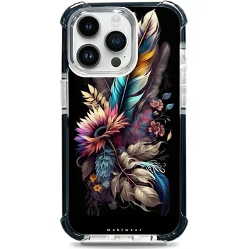Pouzdro na mobilní telefon Odolný obal Mobiwear MagSafe Elite Bumper - Apple iPhone 14 Pro Max - D011D Kytice s pírkem (Odolný kryt, pouzdro, obal Mobiwear Elite Bumper na mobil Apple iPhone 14 Pro Max - D011D Kytice s pírkem, materiál Plast + TPU silikon + kov - zesílená ochrana)