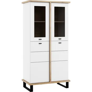 police Vitrína ORSOLA 2D, dub craft zlatý/bílá + vyzvednutí ZDARMA