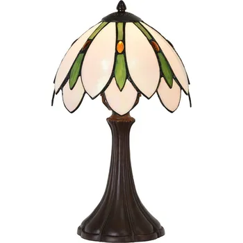 Lampička Bílo-hnědá stolní lampa tiffany Gemmnia - Ø 25*42 cm E14/ 1*40W