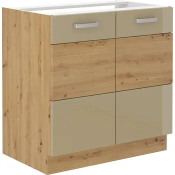 Kuchyňská linka MEADOW, skříňka pod dřez 80 ZL 2F BB, korpus: dub artisan, dvířka: cappuccino lesk, dub artisan + vyzvednutí ZDARMA