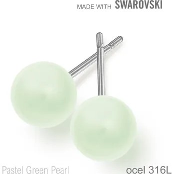 Náušnice Náušnice sada Made with Swarovski 5818 Pastel Green Pearl (001 967) 8mm+puzeta 316L
