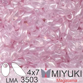 Korálek Korálky MIYUKI tvar Long MAGATAMA velikost 4x7mm. Barva LMA-3503 Transparent Pale Orchid Luster Balení 5g.