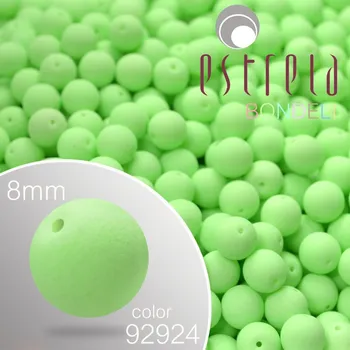 Korálek Korálky BONDELI voskované tvar kulatý. Velikost 8mm. Barva 92924 (zelená). Balení 15ks na návleku.