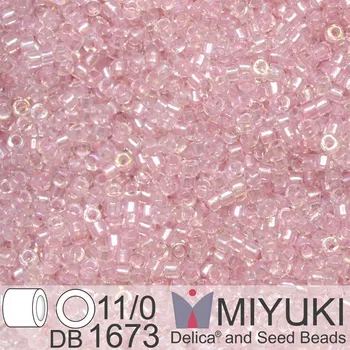Korálek Korálky Miyuki Delica 11/0. Barva Pearl Lined Transparent Pink AB DB1673. Balení 5g