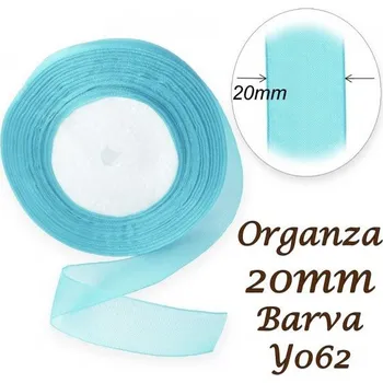 Stuha ORGANZA stuha šířka 20mm. Číslo Y062 barva MODRÁ SVĚTLÁ