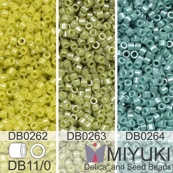 Korálek Korálky Miyuki Delica 11/0. Barevné variace č. 18 DB0262, DB0263, DB264. Balení 3x5g