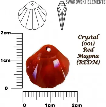 Dětské navlékací korálky SWAROVSKI Shell Pendant barva Crystal RED MAGMA velikost 16mm.