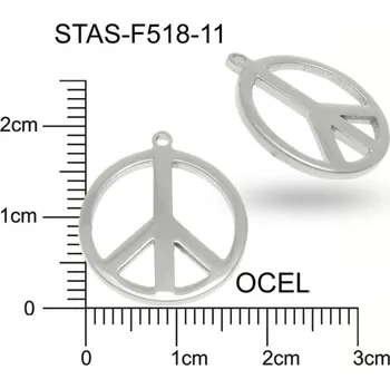 Přívěsek Přívěsek Hippies CHIRURGICKÁ OCEL ozn.-STAS-F518-11. velikost 18mm.