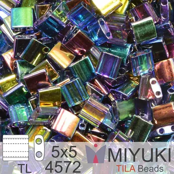 Korálek Korálky MIYUKI tvar TILA BEADS velikost 5x5mm. Barva TL-4572 Magic Blue. Balení 5g.