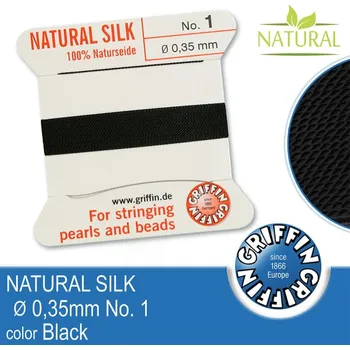 Nit Hedvábná nit s jehlou GRIFFIN síla nitě 0,35mm No.1 délka 2m. Barva Black