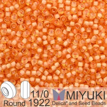 Korálek Korálky Miyuki Round 11/0. Barva 1922 SF Peach Lined Lt Topaz . Balení 5g