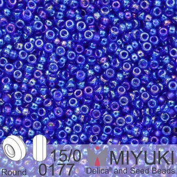 Korálek Korálky Miyuki Round 15/0. Barva 0177 Tr Cobalt AB. Balení 5g