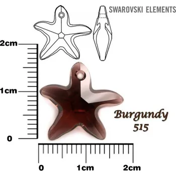 Dětské navlékací korálky SWAROVSKI Starfish Pendant barva BURGUNDY velikost 16mm.