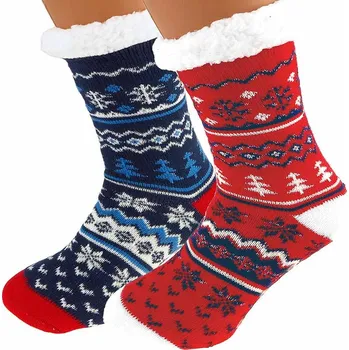 Dámské termo ponožky Dámské ponožky Termo vlněné zateplené 2 páry (Protiskluzové ponožky s kožešinou 2 páry v balení)