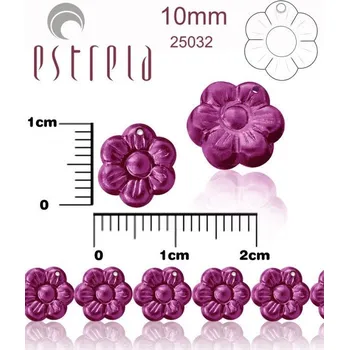 Korálek Korálky VOSKOVANÉ tvar KYTIČKA velikost 10mm. Přímý otvor. Barva 25032 (FIALOVÁ). Balení 10Ks.