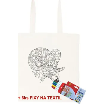 Antistresové omalovánky Taška k vymalování Kozoroh + 6ks Fixy na textil