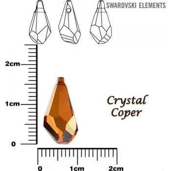 Korálek SWAROVSKI POLYGON DROP barva CRYSTAL COPPER velikost 17mm.