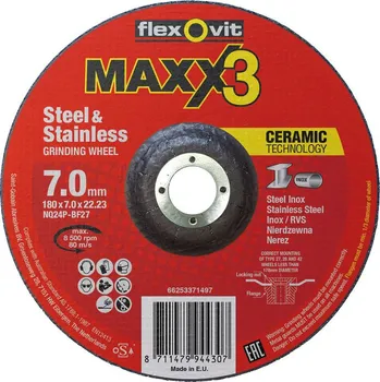 úhlová bruska NORTON-CLIPPER Broušení Kotouč pro kov, inox 180x7x22.23mm pro Úhlová bruska Flexovit MAXX 3