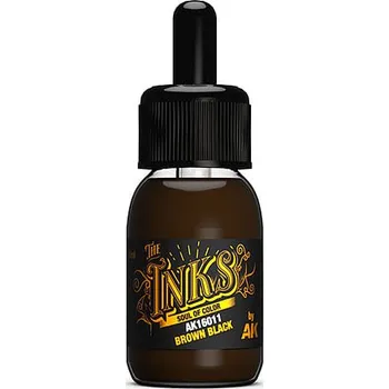 Modelářská barva AK Interactive: Inks - Brown Black 30ml