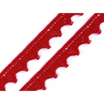 Krajka Bavlněná krajka šíře 18 mm paličkovaná METRÁŽ - 16 červená tmavá