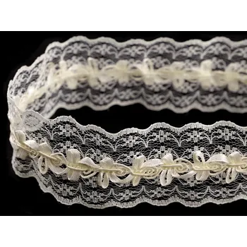 Krajka Silonová krajka / vsadka šíře 45 mm METRÁŽ - 4 krémová