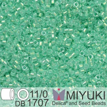 Korálek Korálky Miyuki Delica 11/0. Barva Mint Pearl Lined Glacier Blue DB1707. Balení 5g