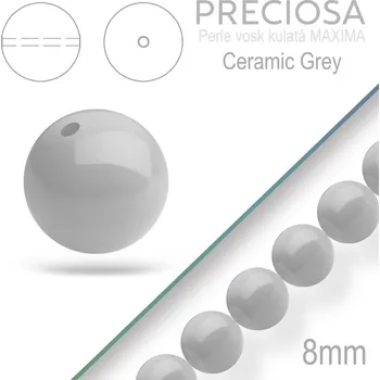 Šperk Preciosa Perle voskovaná kulatá MAXIMA barva Ceramic Grey velikost 8mm. Balení návlek 15Ks.
