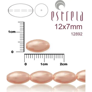 Korálek VOSKOVANÉ korále tvar ovál. Velikost 12x7mm. Barva 12892 (růžová). Balení 10ks na návleku.