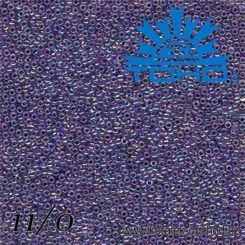 Korálek Korálky TOHO tvar ROUND (kulaté). Velikost 11/0. Barva č.774-Inside-Color Rainbow Crystal/Grape Lined . Balení 8g.
