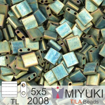 Korálek Korálky MIYUKI tvar TILA BEADS velikost 5x5mm. Barva TL-2008 Matte Metallic Patina Iris. Balení 3g.