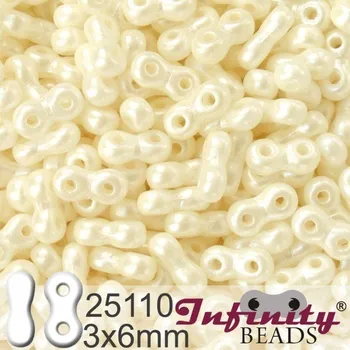 Korálek Korálky INFINITY velikost 3x6mm. Barva 25110 voskovaná KRÉMOVÁ. Balení 10g.