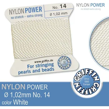 Nit NYLON Power velmi pevná nit GRIFFIN síla nitě 1,02mm Barva White