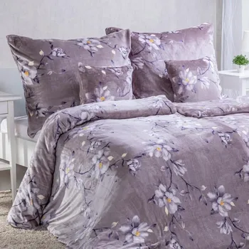 Povlečení decoDoma DAGMAR šedé 140 x 200, 70 x 90 cm zipový uzávěr