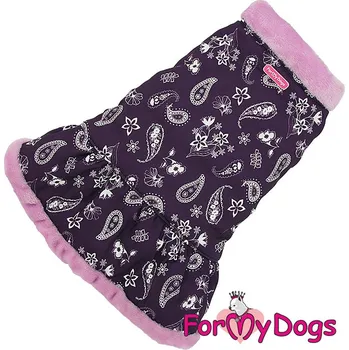 Obleček pro psa FOR MY DOGS Zimní bunda PURPLE ORNAMENT, fialová Velikost: 20/XXL