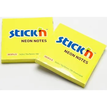 Samolepící bloček Stick´n Bloček samolepicí 76x76 NEON žluty HOPAX/21133/ 400514