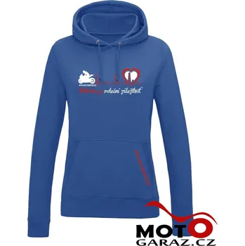 Dámská mikina MOTORKA JE SRDEČNÍ ZÁLEŽITOST Mikina s kapucí ® Královsky Modrá Dámská - Velikost M